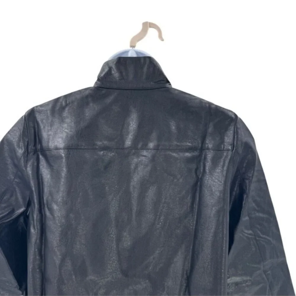 Tuckernuck NEW Black Faux Leather Chic Edgy Collared Margot Top Size S - Picture 9 of 13